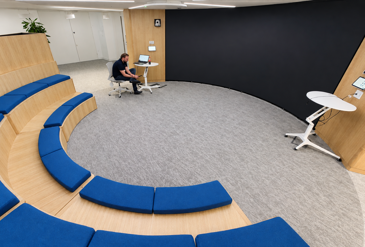 Completed circular amphitheatre at the LTI Mindtree London Experience Centre